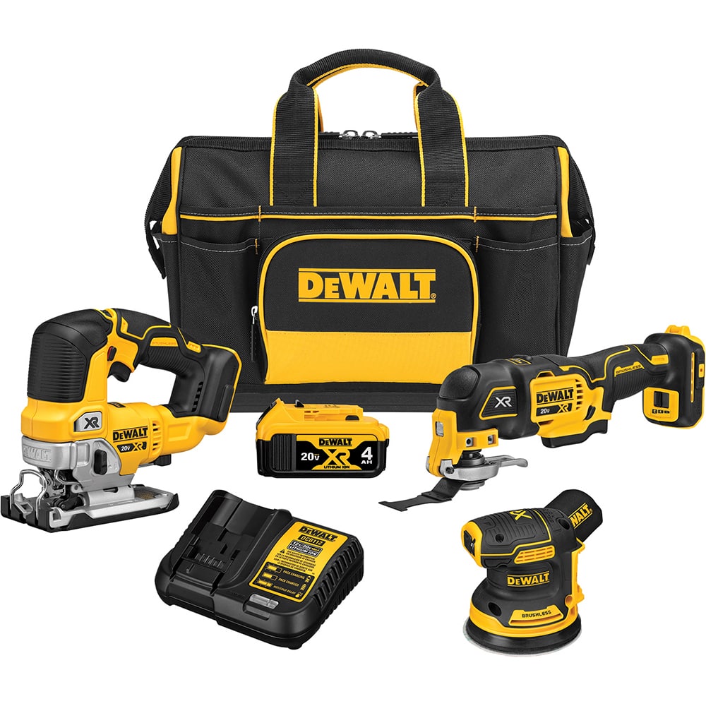 DeWALT - Cordless Tool Combination Kits; Voltage: 20 ; Tools: Jig Saw; Brushless 3-Speed Oscillating Multi-Tool ; Battery Chemistry: Lithium Ion ; Battery Series: 20V MAX ; Battery Included: Yes ; Number of Batteries: 1 - Exact Industrial Supply