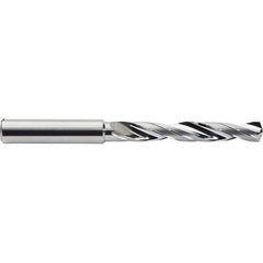 Jobber Length Drill Bit: 0.4449″ Dia, 142 °, Solid Carbide Bright/Uncoated, 4.6457″ OAL, Right Hand Cut, Helical Flute, Straight-Cylindrical Shank