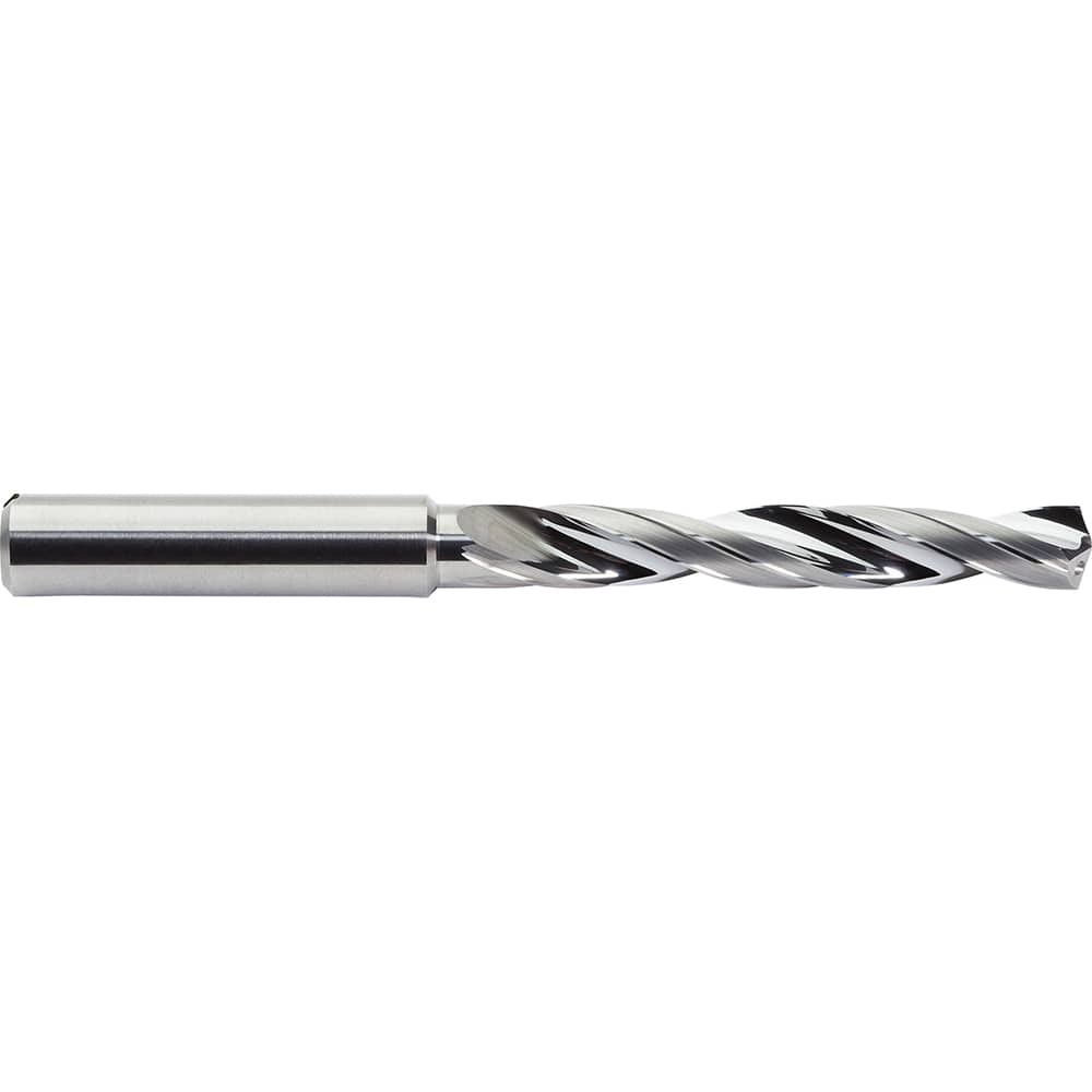 Jobber Length Drill Bit: 0.5″ Dia, 142 °, Solid Carbide Bright/Uncoated, 4.88″ OAL, Right Hand Cut, Helical Flute, Straight-Cylindrical Shank