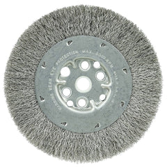 Weiler - Wheel Brushes; Outside Diameter (Inch): 6 ; Arbor Hole Thread Size: 5/8 ; Wire Type: Crimped Wire ; Fill Material: Stainless Steel ; Face Width (Inch): 3/4 ; Trim Length (Inch): 1-1/8 - Exact Industrial Supply