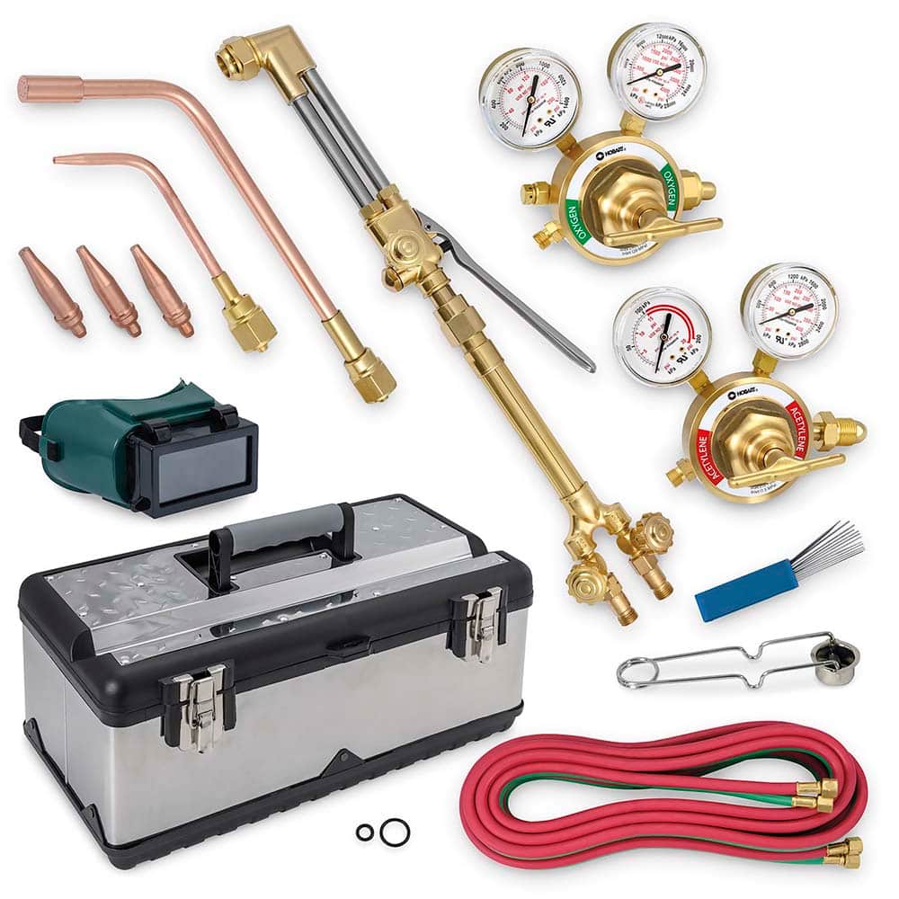 Hobart Welding Products - Oxygen/Acetylene Torch Kits; Type: Victor-Compatible ; Maximum Cutting: 1-1/2 (Inch); Welding Capacity: 1/8 (Inch) - Exact Industrial Supply