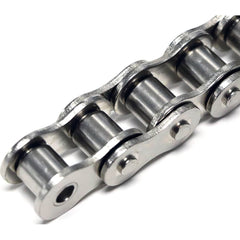 Shuster - 80NP-1RIVX10, 1" Pitch, ANSI 80NP, Nickel Plated Roller Chain - Exact Industrial Supply