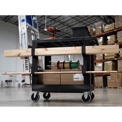 Luxor - Carts; Type: Industrial Cart ; Load Capacity (Lb.): 600.000 ; Number of Slots: 2 ; Number of Shelves: 2 ; Width (Inch): 32 ; Length (Inch): 18 - Exact Industrial Supply