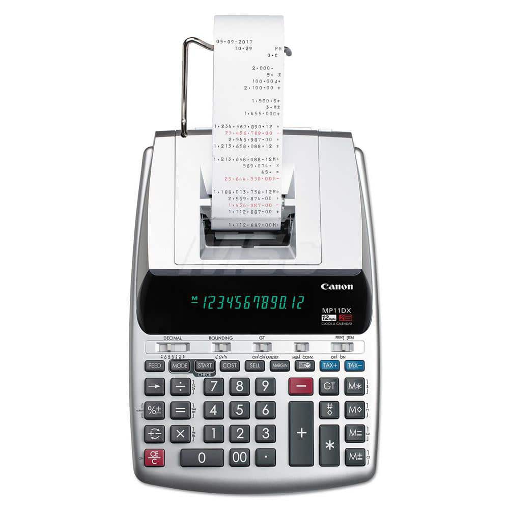 Canon - Calculators; Type: Printing Calculator ; Type of Power: AC ; Display Type: 12-Digit LCD ; Color: Black; Red ; Display Size: 12mm ; Width (Decimal Inch): 8.9000 - Exact Industrial Supply