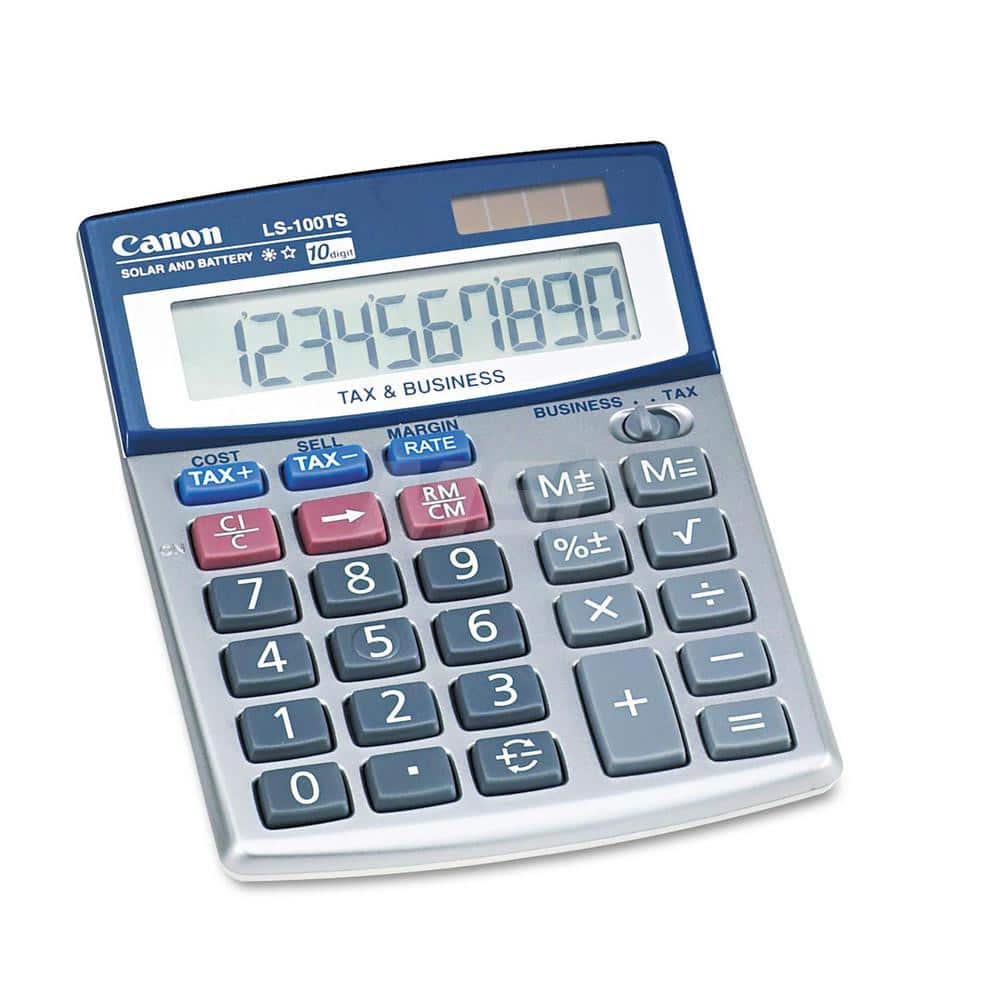 Canon - Calculators; Type: Portable Calculator ; Type of Power: Battery; Solar ; Display Type: 10-Digit LCD ; Color: Blue ; Display Size: 13.5mm ; Width (Inch): 4-1/8 - Exact Industrial Supply
