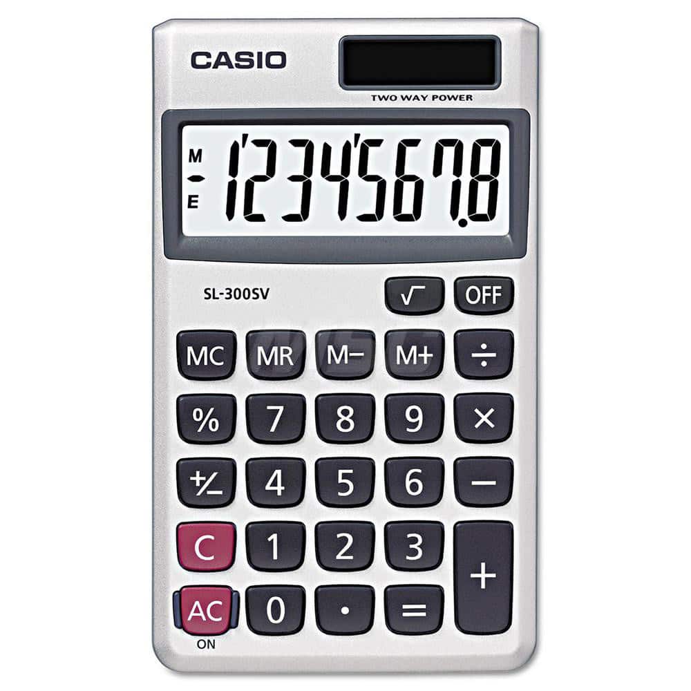 Casio - Calculators; Type: Handheld ; Type of Power: Battery; Solar ; Display Type: 12-Digit LCD ; Color: Black; Silver ; Display Size: 16mm ; Width (Inch): 2-3/4 - Exact Industrial Supply