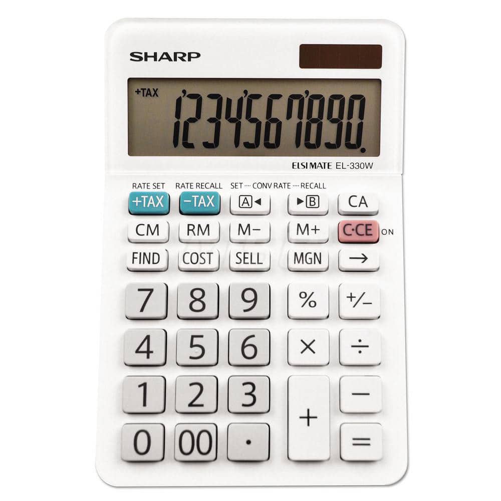 Victor - Calculators; Type: Desktop Calculator ; Type of Power: Battery; Solar ; Display Type: 10-Digit LCD ; Color: White ; Display Size: 18mm ; Width (Decimal Inch): 3.8100 - Exact Industrial Supply
