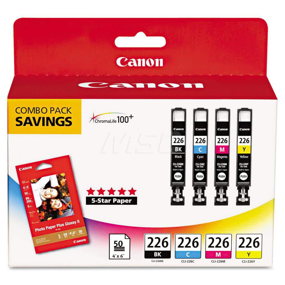 Canon - Office Machine Supplies & Accessories; Office Machine/Equipment Accessory Type: Ink & Paper Combo ; For Use With: PIXMA MX892 Wireless; PIXMA MG5320 Wireless Refurbished; PIXMA MG5220 Wireless Refurbished; PIXMA iP4920; PIXMA MG8120 Wireless; PIX - Exact Industrial Supply