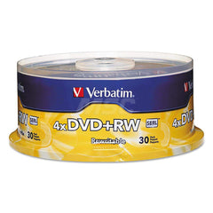 Verbatim - Office Machine Supplies & Accessories; Office Machine/Equipment Accessory Type: DVD+RW Discs ; For Use With: DVD-ROM Drives & DVD Video Players ; Color: Silver - Exact Industrial Supply