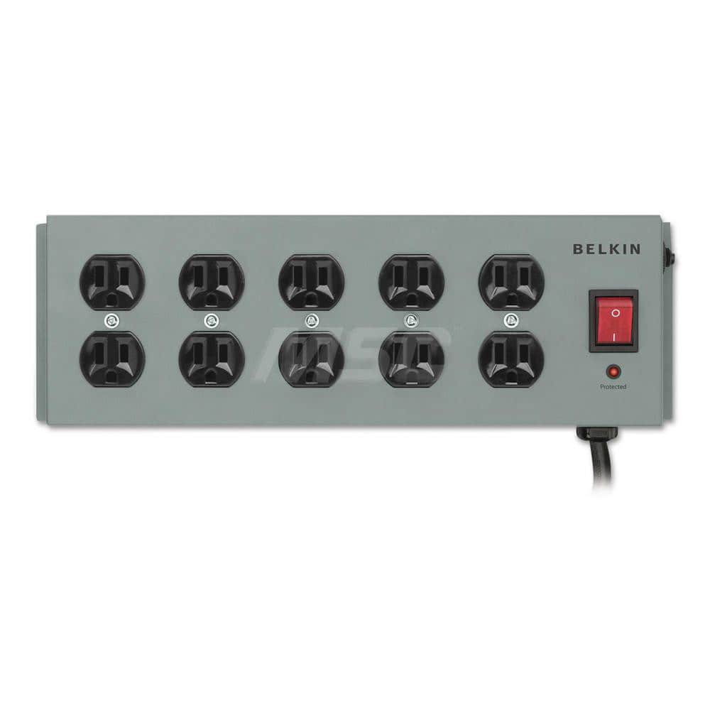Belkin - Power Outlet Strips; Amperage: 15 ; Voltage: 330 ; Number of Outlets: 10 ; Material: Metal ; Mounting Type: Floor ; Cord Length (Feet): 15 - Exact Industrial Supply