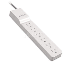Belkin - Power Outlet Strips; Amperage: 15 ; Voltage: 125 ; Number of Outlets: 6 ; Material: Plastic ; Mounting Type: Floor ; Cord Length (Feet): 4 - Exact Industrial Supply