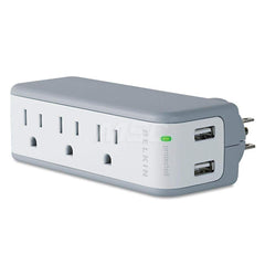 Belkin - Power Outlet Strips; Amperage: 2.4 ; Voltage: 120 ; Number of Outlets: 5 ; Material: Plastic ; Mounting Type: Wall ; Cord Length (Feet): 10 - Exact Industrial Supply