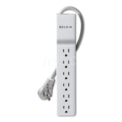 Belkin - Power Outlet Strips; Amperage: 15 ; Voltage: 125 ; Number of Outlets: 6 ; Material: Plastic ; Mounting Type: Floor ; Cord Length (Feet): 6 - Exact Industrial Supply