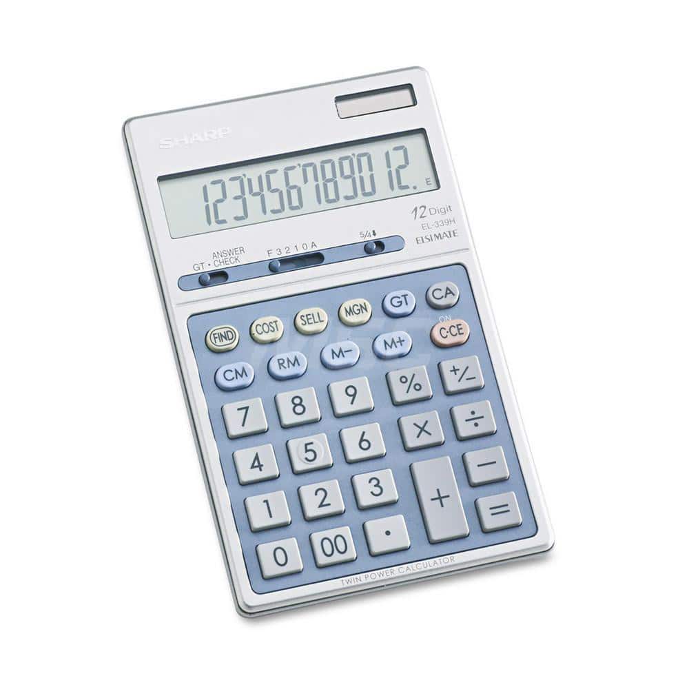 Victor - Calculators; Type: Desktop Calculator ; Type of Power: Battery; Solar ; Display Type: 12-Digit LCD ; Color: Silver ; Display Size: 15mm ; Width (Decimal Inch): 4.3000 - Exact Industrial Supply