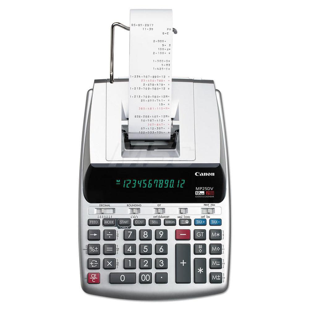 Canon - Calculators; Type: Printing Calculator ; Type of Power: AC ; Display Type: 12-Digit LCD ; Color: Black; Red ; Display Size: 12mm ; Width (Decimal Inch): 8.8000 - Exact Industrial Supply