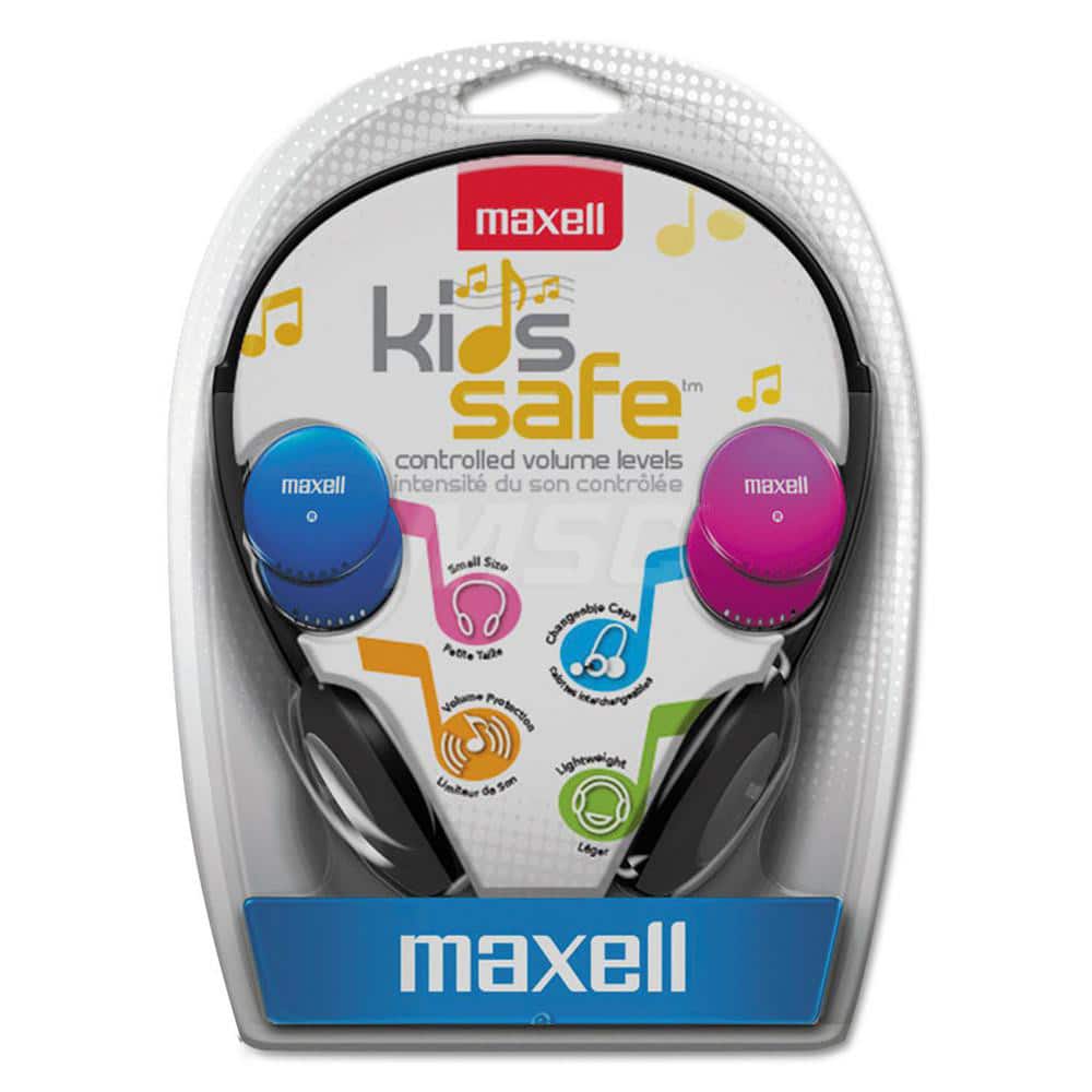 Maxell - Office Machine Supplies & Accessories; Office Machine/Equipment Accessory Type: Headphones ; For Use With: Any Device Using 3.5 mm Plug ; Contents: Interchangeable Ear Caps (Blue/Pink/Silver) ; Color: Black; Blue; Black; Pink; Black; Silver - Exact Industrial Supply