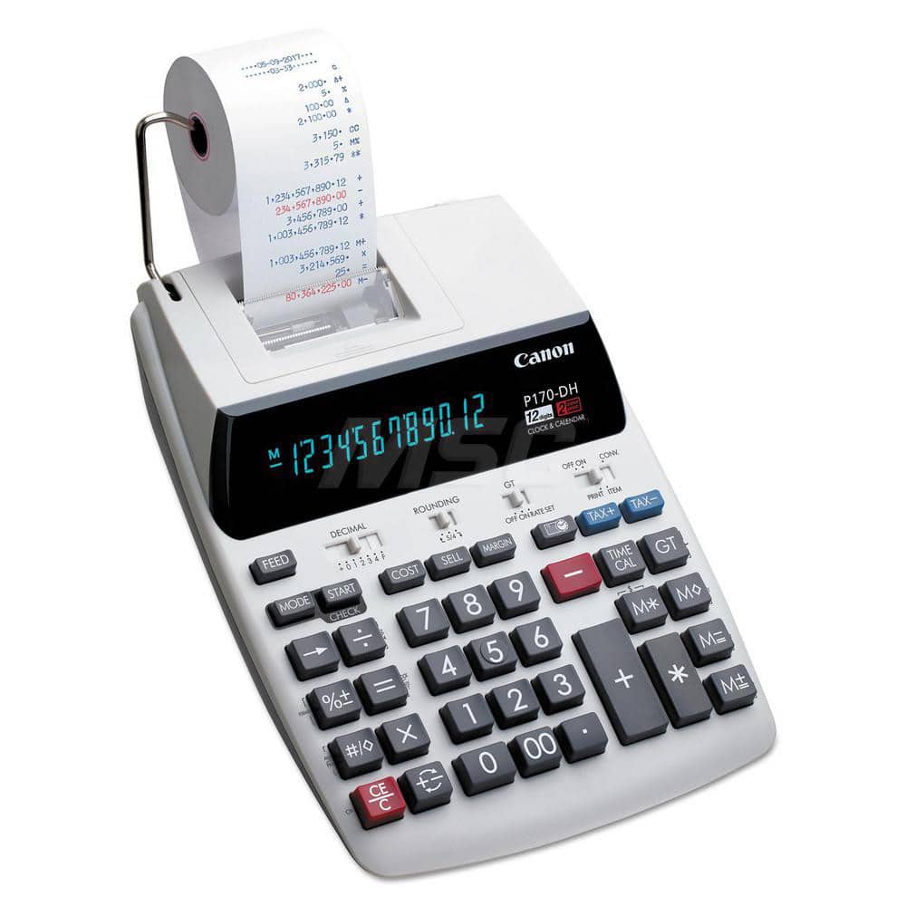 Canon - Calculators; Type: Printing Calculator ; Type of Power: AC ; Display Type: 12-Digit LCD ; Color: Black; Red ; Display Size: 12mm ; Width (Inch): 7-4/5 - Exact Industrial Supply
