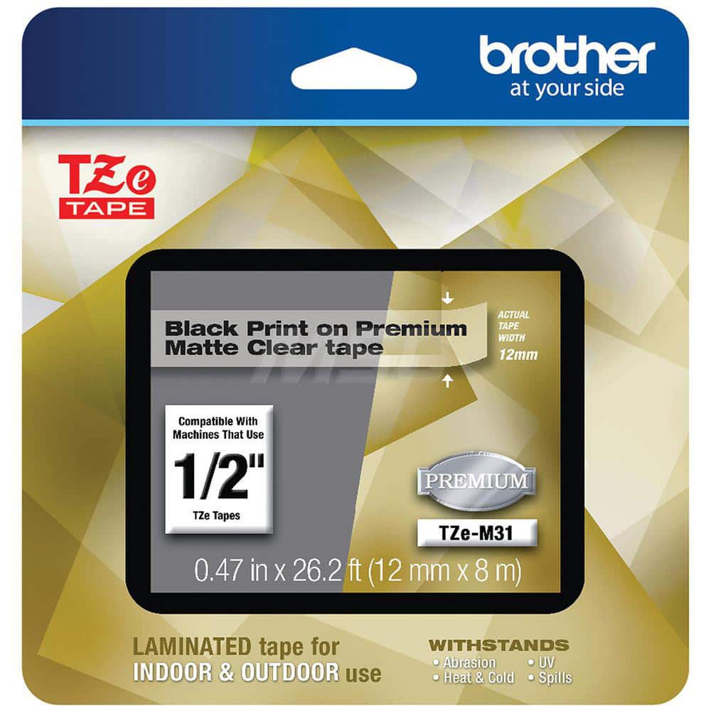 Brother - Office Machine Supplies & Accessories; Office Machine/Equipment Accessory Type: Label Tape ; For Use With: P-touch Label Makers ; Color: Black Print on Premium Matte Clear
