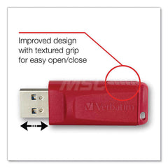 Verbatim - Office Machine Supplies & Accessories; Office Machine/Equipment Accessory Type: Flash Drive ; For Use With: Windows XP Vista & 7 & Higher; Mac OS X 10.1 & Higher; Linux kernel 2.6 & Higher ; Storage Capacity: 4GB ; Color: Blue; Green; Red - Exact Industrial Supply
