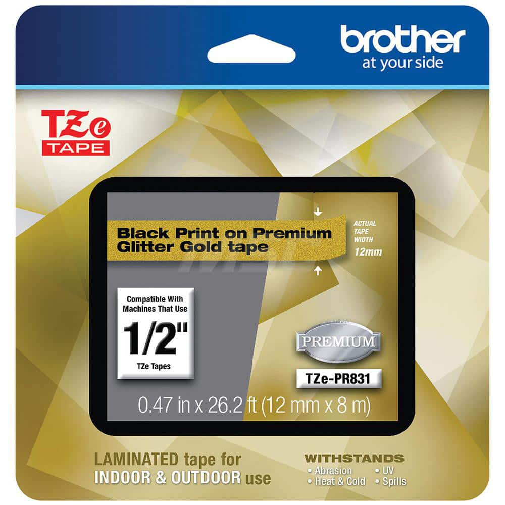 Brother - Office Machine Supplies & Accessories; Office Machine/Equipment Accessory Type: Label Tape ; For Use With: Brother P-Touch PT-2430PC; PT-2730; PT-2730VP; PT-9600 ; Color: Black Print on Gold Tape