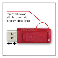 Verbatim - Office Machine Supplies & Accessories; Office Machine/Equipment Accessory Type: Flash Drive ; For Use With: Windows XP Vista & 7 & Higher; Mac OS X 10.1 & Higher; Linux kernel 2.6 & Higher ; Color: Red - Exact Industrial Supply