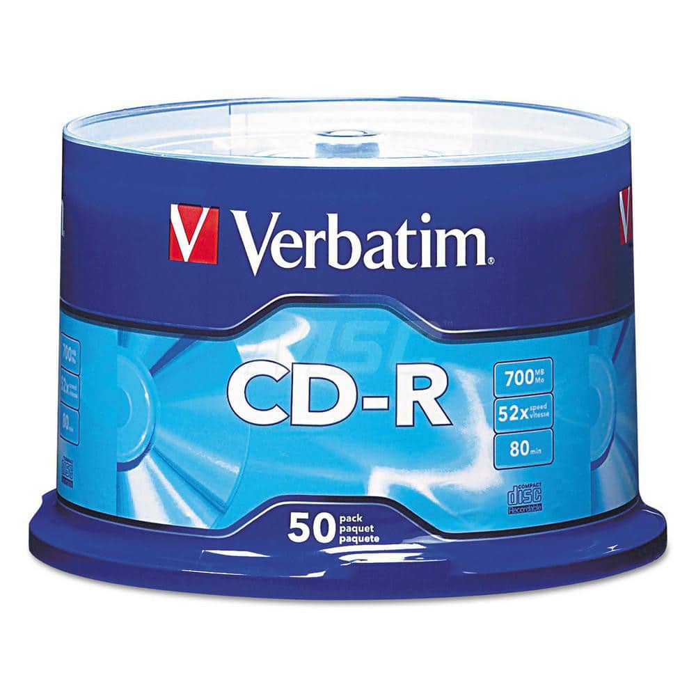 Verbatim - Office Machine Supplies & Accessories; Office Machine/Equipment Accessory Type: CD-R Discs ; For Use With: Office Use ; Storage Capacity: 700MB ; Color: Silver - Exact Industrial Supply