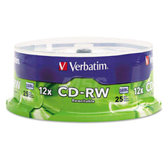 Verbatim - Office Machine Supplies & Accessories; Office Machine/Equipment Accessory Type: CD-RW Discs ; For Use With: Multi-Read CD & DVD Drives ; Storage Capacity: 700MB ; Color: Silver - Exact Industrial Supply