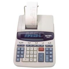 Victor - Calculators; Type: Printing Calculator ; Type of Power: AC ; Display Type: 12-Digit LCD ; Color: Gray; Black; Red ; Display Size: 12mm ; Width (Inch): 8 - Exact Industrial Supply