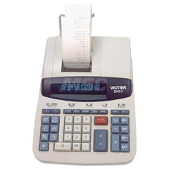Victor - Calculators; Type: Printing Calculator ; Type of Power: AC ; Display Type: 12-Digit LCD ; Color: Gray; Black; Red ; Display Size: 12mm ; Width (Inch): 8