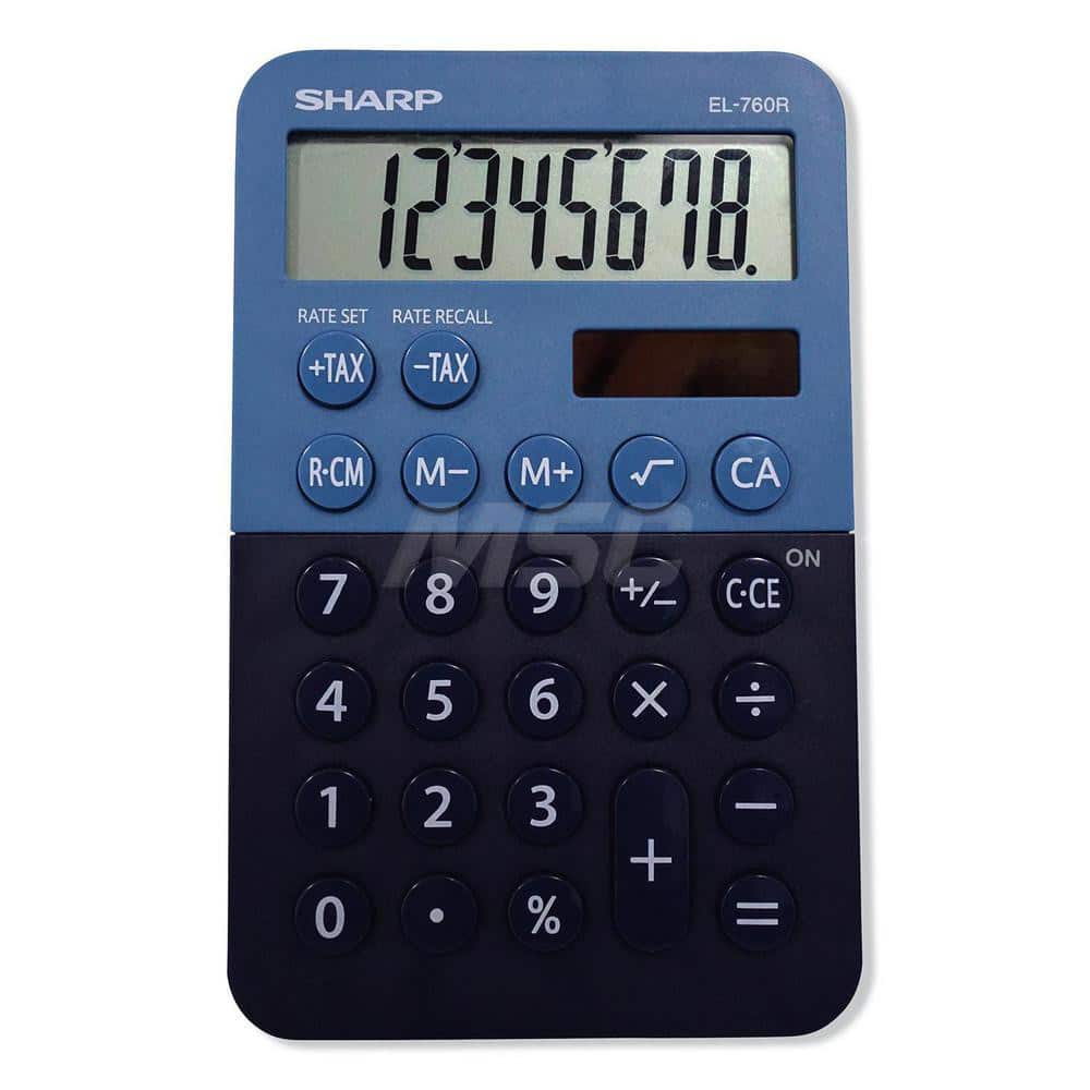 Victor - Calculators; Type: Desktop Calculator ; Type of Power: Battery; Solar ; Display Type: 8-Digit LCD ; Color: Dark Blue; Light Blue ; Display Size: 15mm ; Width (Decimal Inch): 2.8800