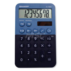 Victor - Calculators; Type: Desktop Calculator ; Type of Power: Battery; Solar ; Display Type: 8-Digit LCD ; Color: Dark Blue; Light Blue ; Display Size: 15mm ; Width (Decimal Inch): 2.8800 - Exact Industrial Supply