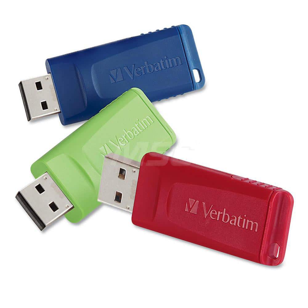 Verbatim - Office Machine Supplies & Accessories; Office Machine/Equipment Accessory Type: Flash Drive ; For Use With: Windows XP Vista & 7 & Higher; Mac OS X 10.1 & Higher; Linux kernel 2.6 & Higher ; Color: Blue; Green; Red - Exact Industrial Supply