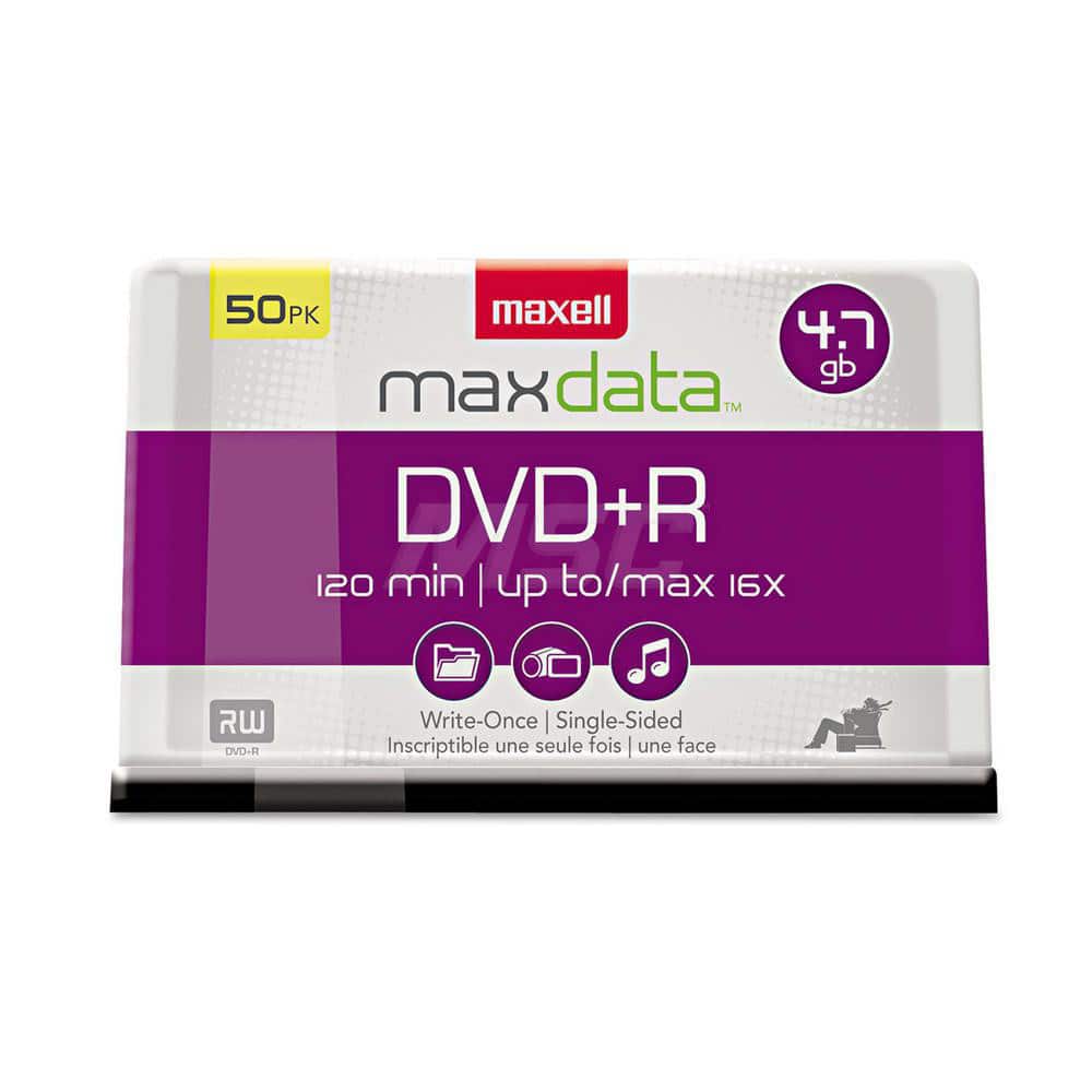 Maxell - Office Machine Supplies & Accessories; Office Machine/Equipment Accessory Type: DVD+R Disc ; For Use With: DVD+RW/R Drives/ Recorders & Dual DVD?RW/R Drives; Read Compatible With DVD-ROM; DVD-Video; & DVD-Audio Playback Devices ; Color: Silver - Exact Industrial Supply