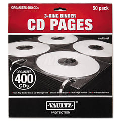 Vaultz - Office Machine Supplies & Accessories; Office Machine/Equipment Accessory Type: CD Binder Pages ; For Use With: Media Binder Case IDEVZ01072; Three-Ring Binder ; Color: Black - Exact Industrial Supply