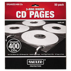 Vaultz - Office Machine Supplies & Accessories; Office Machine/Equipment Accessory Type: CD Binder Pages ; For Use With: Media Binder Case IDEVZ01072; Three-Ring Binder ; Color: Black