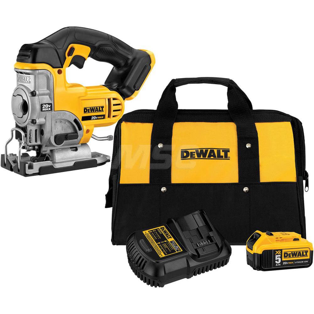 Cordless Jigsaws; Voltage: 20; Strokes per Minute: 3000; Stroke Length (mm): 25.40; Stroke Length (Inch): 1; Maximum Cutting Angle: 45.00; Battery Included: Yes; Battery Chemistry: Lithium-Ion; Battery Series: 20V MAX; Contents: Includes 3Pc. 20V 5.0 Batt