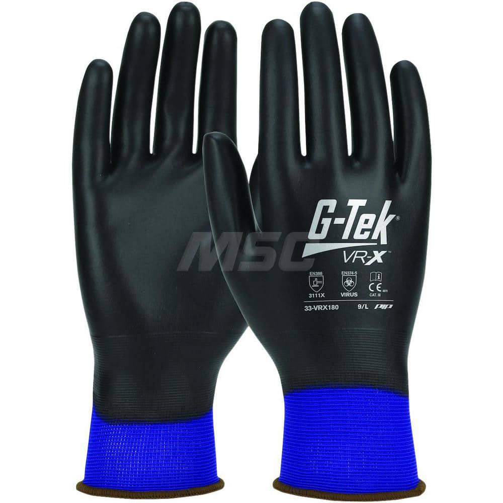 Chemical Resistant Gloves: Nylon, Unsupported Black & Blue