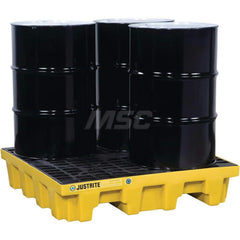 Justrite - Spill Pallets, Platforms, Sumps & Basins; Type: EcoPolyBlend? Spill Control Pallets ; Number of Drums: 4 ; Sump Capacity (Gal.): 73.00 ; Load Capacity (Lb.): 5000.000 ; Material: Polyethylene ; Height (Inch): 10.25 - Exact Industrial Supply