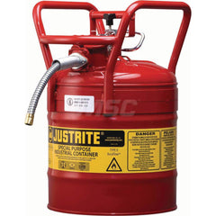 Justrite - Safety Dispensing Cans; Capacity: 5 Gal. ; Material: Steel ; Color: Red ; Height (Decimal Inch): 18.520000 ; Diameter/Length (mm): 11.75 ; Approval Listing/Regulations: FM Approved; DOT; UN