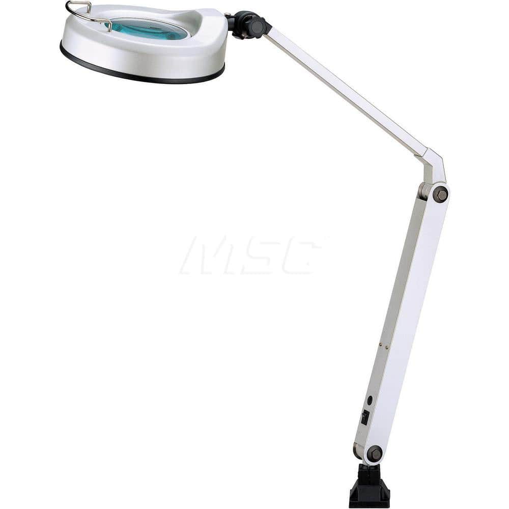 Sunnex Lighting - Task Lights; Fixture Type: Magnifying ; Color: Gray ; Lamp Type: Integrated LED ; Mounting Type: C-Clamp ; Adjustable Arm Type: Pivot ; Arm Length (mm): 880 - Exact Industrial Supply