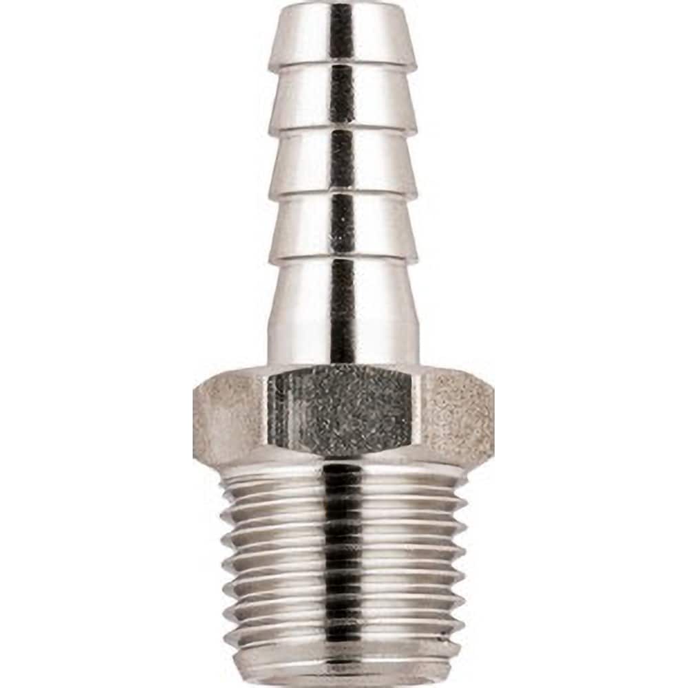 Aignep USA - Stainless Steel Pipe Fittings; Type: Male Hose Barb Adaptor ; Fitting Size: 1/2 ; End Connections: BSPT ; Material Grade: 316L Stainless Steel ; Pressure Rating (psi): 290