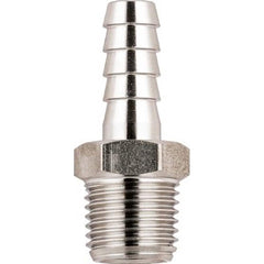 Aignep USA - Stainless Steel Pipe Fittings; Type: Male Hose Barb Adaptor ; Fitting Size: 1/8 ; End Connections: BSPT ; Material Grade: 316L Stainless Steel ; Pressure Rating (psi): 290 - Exact Industrial Supply