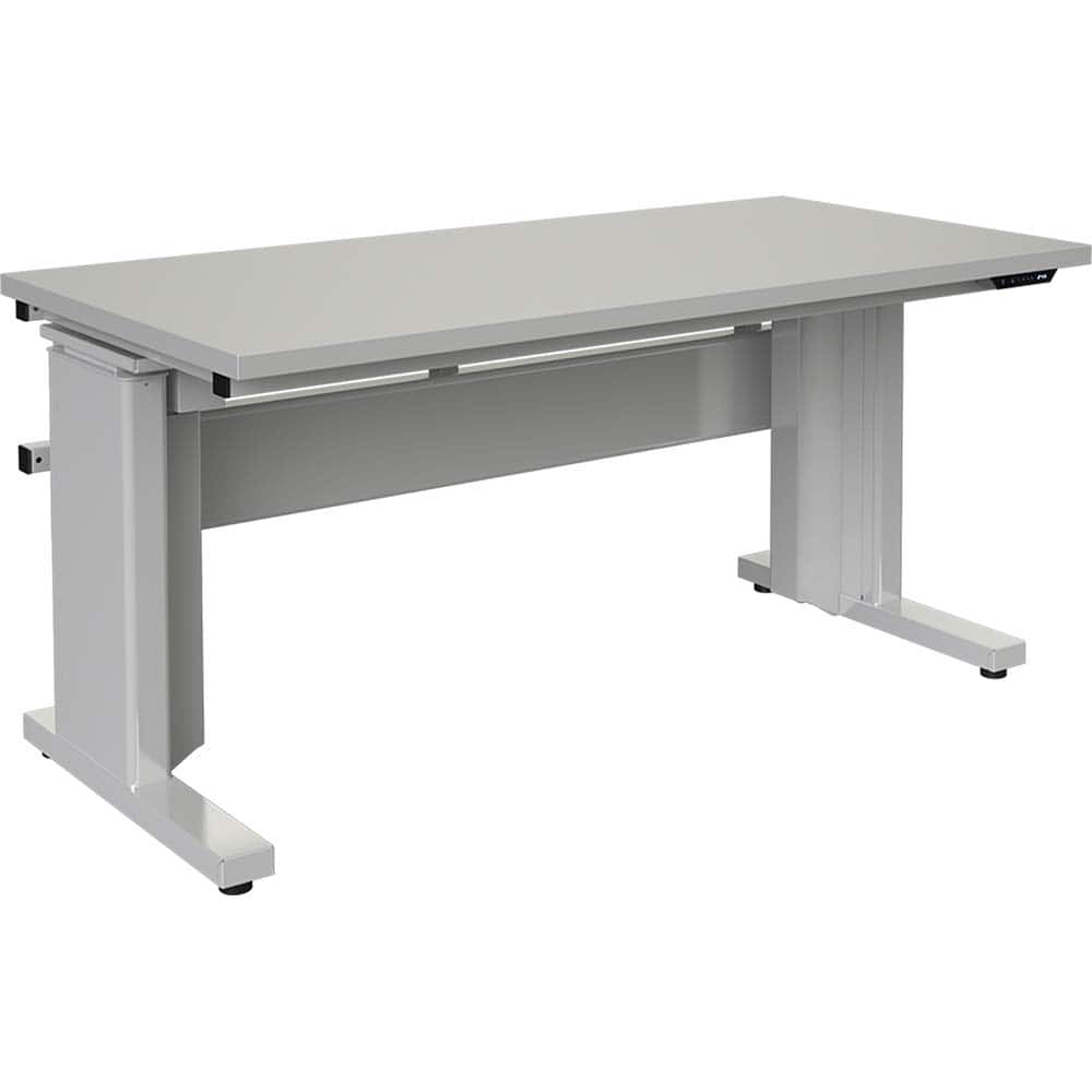 BOSTONtec - Stationary Work Benches, Tables; Type: Electric Height Adjustable Workstation ; Top Material: Laminate ; Width (Inch): 60 ; Depth (Inch): 30 ; Maximum Height (Inch): 44 ; Leg Style: Adjustable Height; C-Leg (Cantilever); Motor Height Adjustme - Exact Industrial Supply