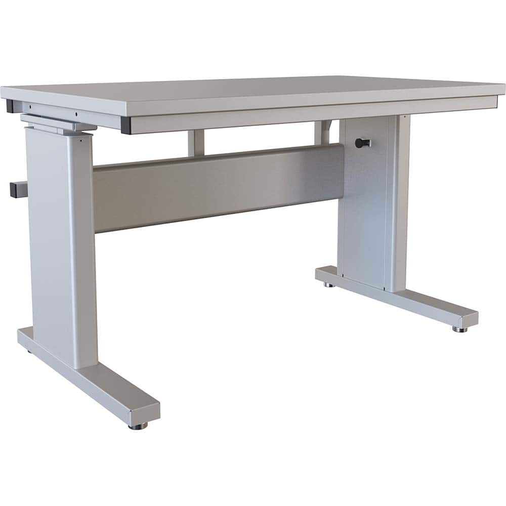 BOSTONtec - Stationary Work Benches, Tables; Type: Manual Height Adjustable Workstation ; Top Material: Laminate ; Width (Inch): 48 ; Depth (Inch): 30 ; Maximum Height (Inch): 44 ; Leg Style: Adjustable Height; C-Leg (Cantilever); Manual Height Adjustment - Exact Industrial Supply