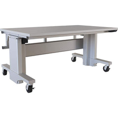 Mobile Work Benches; Type: Mobile Workbench; Depth (Inch): 36; Leg Style: Adjustable Height; C-Leg (Cantilever); Motor Height Adjustment; Height (Inch): 28; Color: Light Gray; Maximum Height (Inch): 44; Minimum Height (Inch): 28; Length (Inch): 60