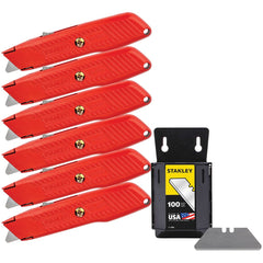 Stanley - Utility Knives, Snap Blades & Box Cutters; Type: Retractable Utility Knife ; Blade Type: Retractable ; Number of Blades Included: 1 ; Color: Orange ; Handle Length: 6 (Inch); Replacement Blade: Stanley# 11-987