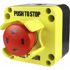 Automation Systems Interconnect - Pushbutton Control Stations; Control Station Type: Control Station ; Number of Operators: 1 ; Legend Markings: Pull to Start-Push to Stop ; Switch Action: Maintained ; Contact Configuration: 1NC ; Operator Type: Mushroom - Exact Industrial Supply