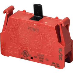 Automation Systems Interconnect - Pushbutton Switch Accessories; Switch Accessory Type: Contact Block ; For Use With: Pendtant Stations ; Color: Red ; Operator Illumination: NonIlluminated ; Material: Plastic - Exact Industrial Supply