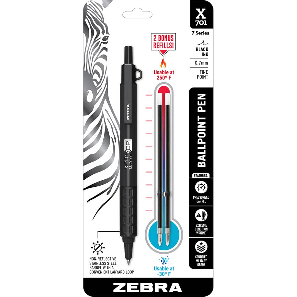 Zebra Pen - Pens & Pencils; Type: Ball Point Pen ; Color: Black ; Tip Type: 0.7MM - Exact Industrial Supply