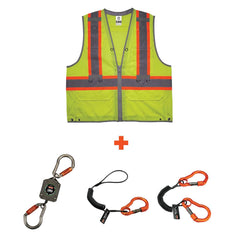 Ergodyne - High Visibility Vests; Vest Style: General Purpose ; Vest Type: Hi Visibility ; Front Closure: Zipper ; Material: Polyester ; Material Composition: Mesh ; Color: Lime - Exact Industrial Supply